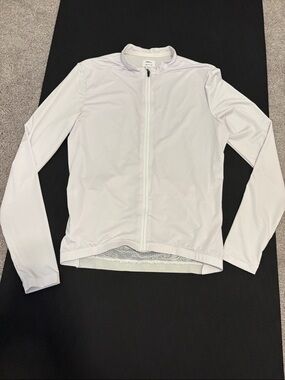 Lightweight White Full-Zip men’s long sleeve cycling jersey